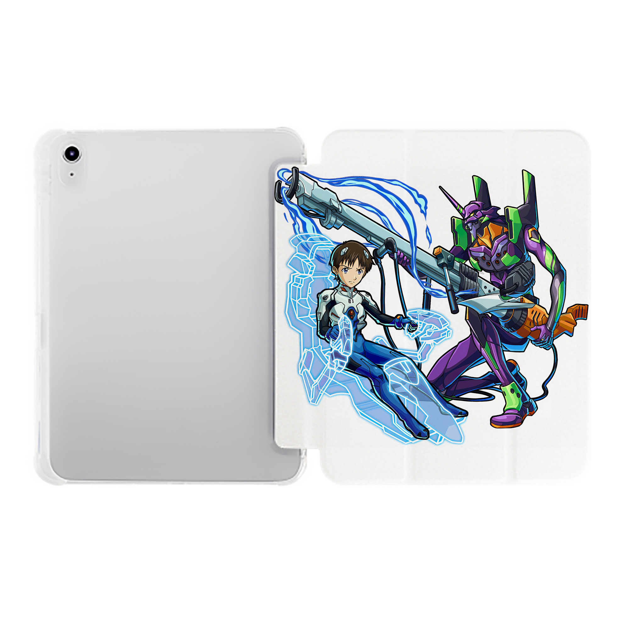 （画像用） EVA 新世紀エヴァンゲリオン IPad ケース ペン収納付き 三つ折りスタンド PUレザー×シリコン 対応機種9.5/10.5/10.9インチ